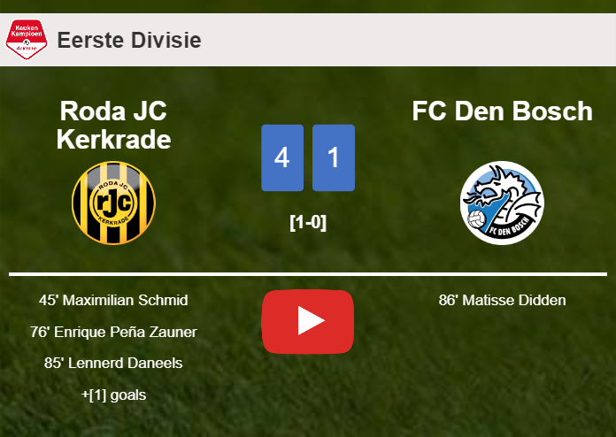 Roda JC Kerkrade estinguishes FC Den Bosch 4-1 with an outstanding performance. HIGHLIGHTS