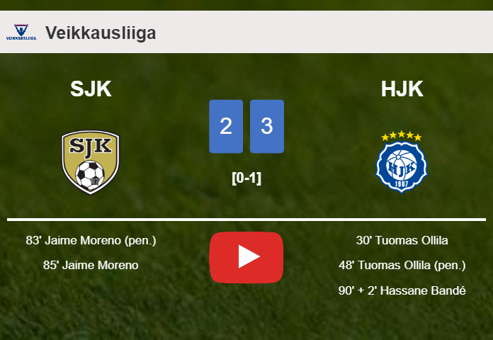 HJK prevails over SJK 3-2. HIGHLIGHTS