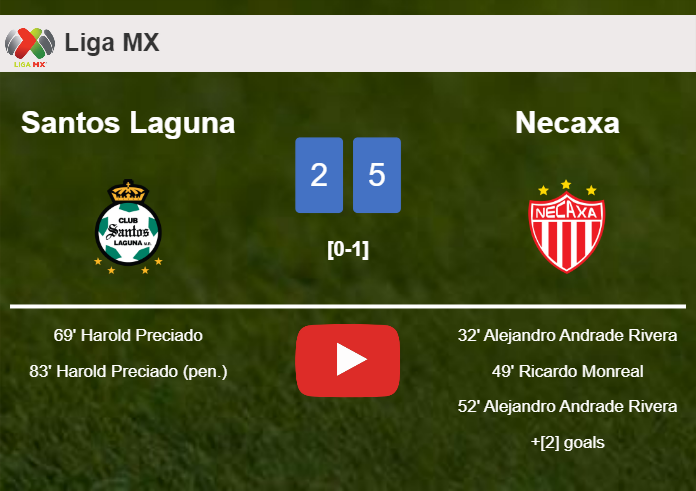 Necaxa defeats Santos Laguna 5-2 after playing a incredible match. HIGHLIGHTS