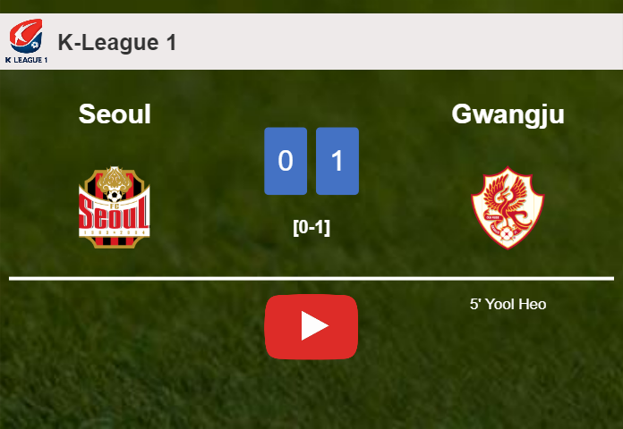 Gwangju tops Seoul 1-0 with a goal scored by Y. Heo. HIGHLIGHTS