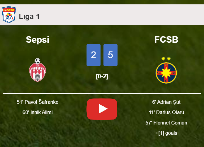 FCSB defeats Sepsi 5-2 after playing a incredible match. HIGHLIGHTS