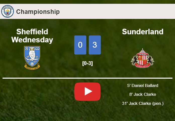 Sunderland conquers Sheffield Wednesday 3-0. HIGHLIGHTS