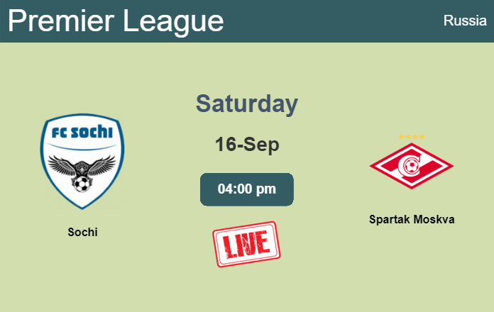 How to watch Sochi vs. Spartak Moskva on live stream and at what time