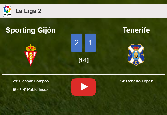 Sporting Gijón recovers a 0-1 deficit to beat Tenerife 2-1. HIGHLIGHTS