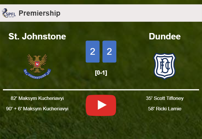 St. Johnstone manages to draw 2-2 with Dundee after recovering a 0-2 deficit. HIGHLIGHTS