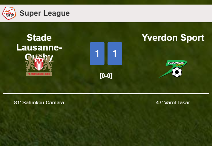 Stade Lausanne-Ouchy and Yverdon Sport draw 1-1 on Thursday