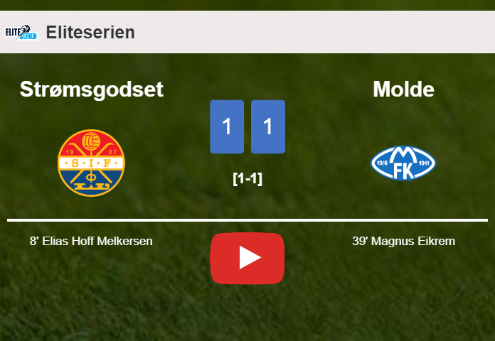 Strømsgodset and Molde draw 1-1 on Sunday. HIGHLIGHTS