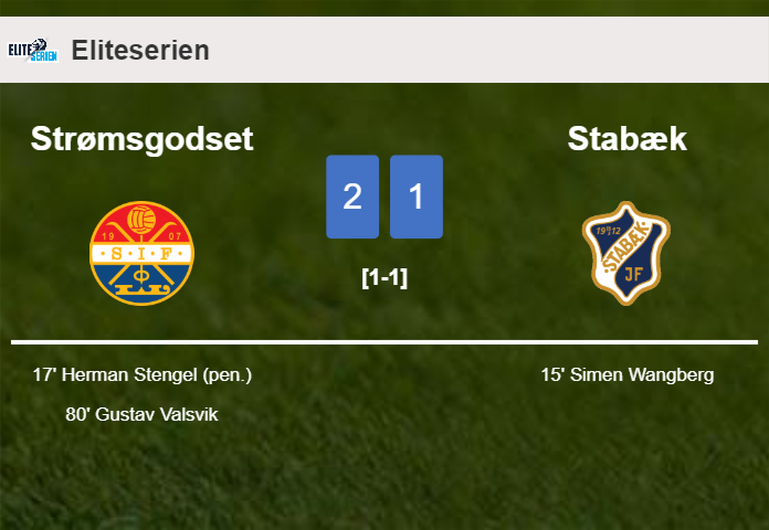 Strømsgodset recovers a 0-1 deficit to prevail over Stabæk 2-1