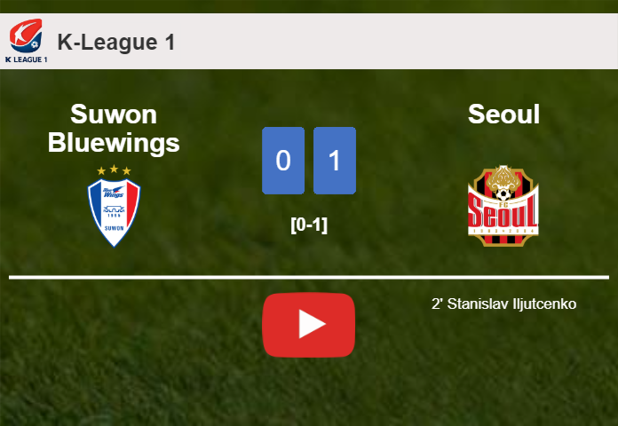 Seoul tops Suwon Bluewings 1-0 with a goal scored by S. Iljutcenko. HIGHLIGHTS