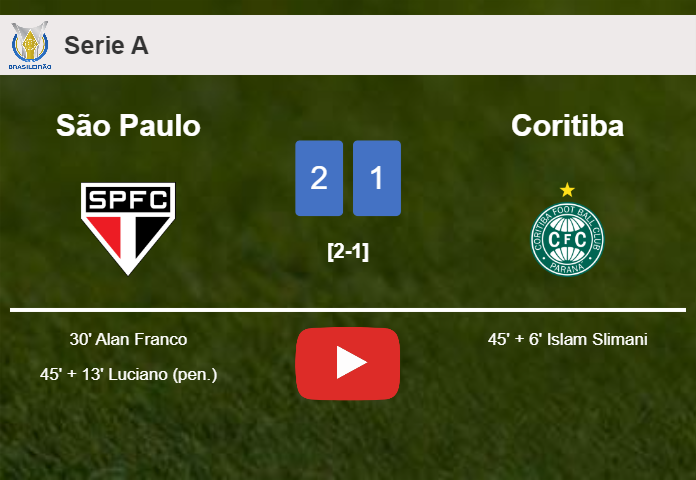 São Paulo tops Coritiba 2-1. HIGHLIGHTS