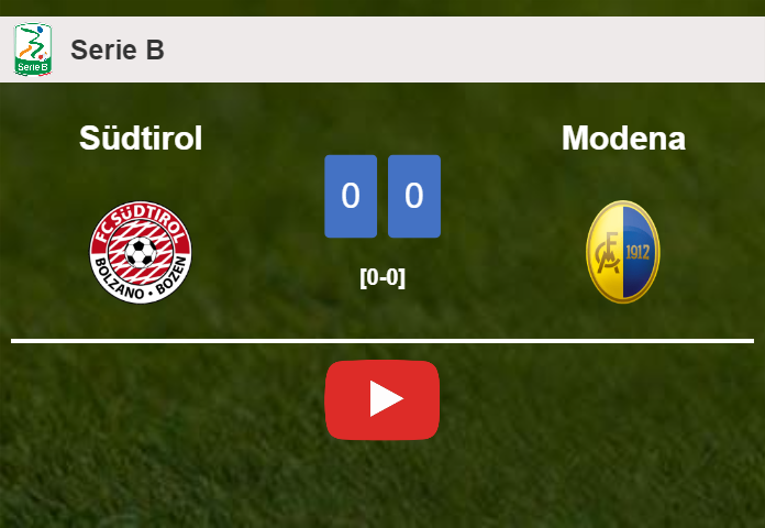 Südtirol draws 0-0 with Modena on Tuesday. HIGHLIGHTS