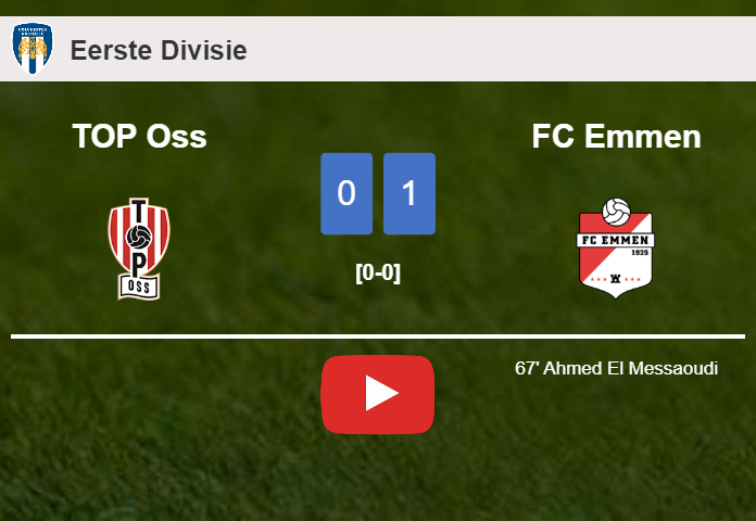 FC Emmen beats TOP Oss 1-0 with a goal scored by A. El. HIGHLIGHTS