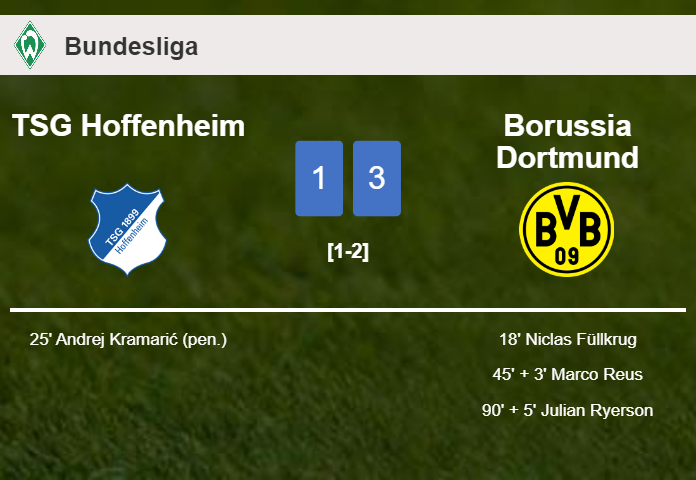 Borussia Dortmund beats TSG Hoffenheim 3-1