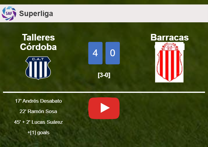Talleres Córdoba liquidates Barracas Central 4-0 with an outstanding performance. HIGHLIGHTS