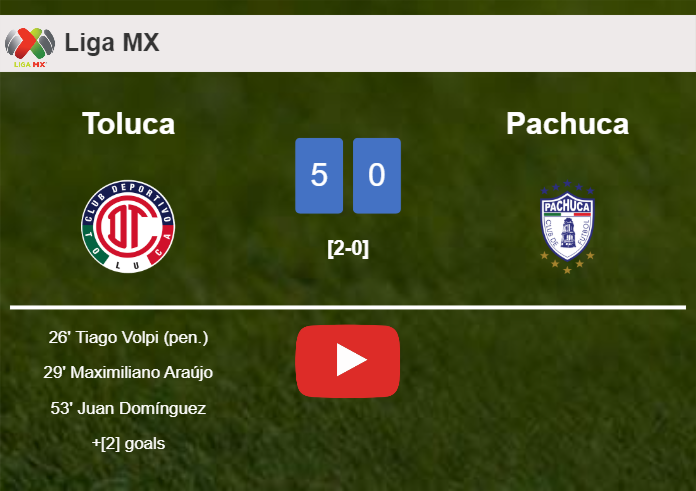 Toluca demolishes Pachuca 5-0 playing a great match. HIGHLIGHTS