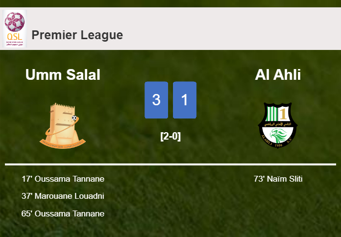 Umm Salal prevails over Al Ahli 3-1 with 2 goals from O. Tannane