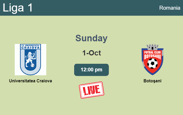 How to watch Universitatea Craiova vs. Botoşani on live stream and at what time
