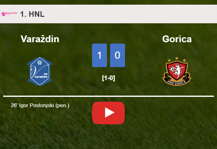 Varaždin tops Gorica 1-0 with a goal scored by I. Postonjski. HIGHLIGHTS