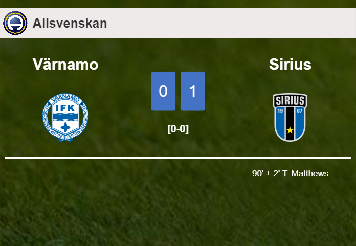 Sirius prevails over Värnamo 1-0 with a late goal scored by T. Matthews
