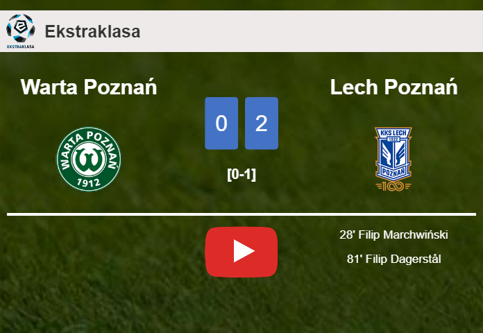 Lech Poznań overcomes Warta Poznań 2-0 on Sunday. HIGHLIGHTS