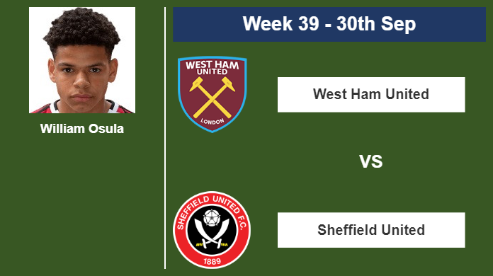 FANTASY PREMIER LEAGUE. William Osula statistics before competing vs West Ham United on Saturday 30th of September for the 39th week.