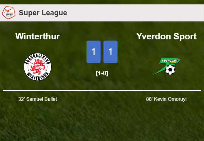 Yverdon Sport snatches a draw against Winterthur