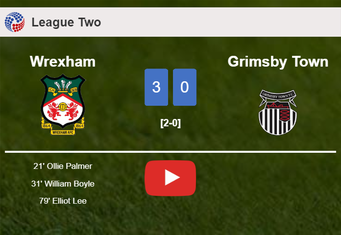 Wrexham conquers Grimsby Town 3-0. HIGHLIGHTS