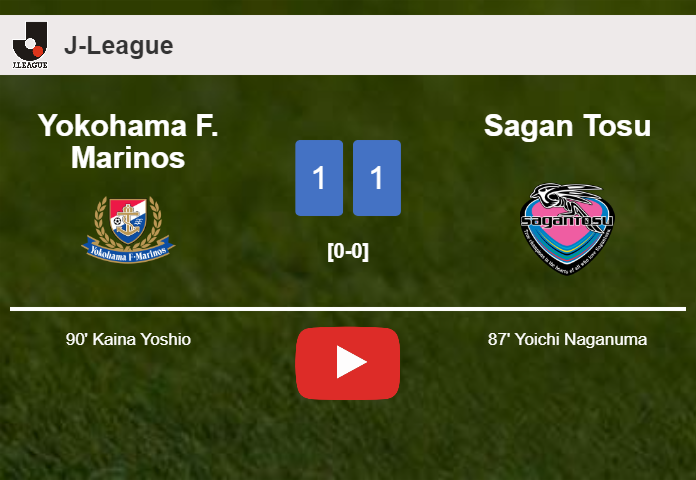 Yokohama F. Marinos clutches a draw against Sagan Tosu. HIGHLIGHTS