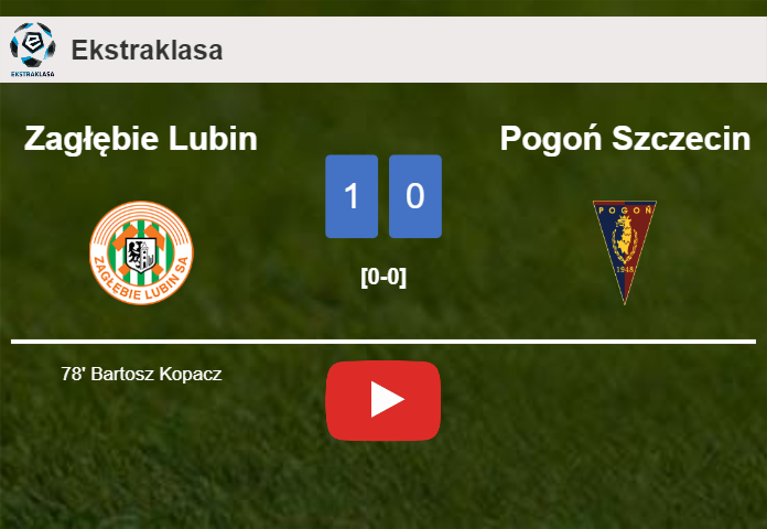 Zagłębie Lubin prevails over Pogoń Szczecin 1-0 with a goal scored by B. Kopacz. HIGHLIGHTS