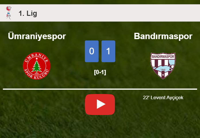 Bandırmaspor prevails over Ümraniyespor 1-0 with a goal scored by L. Ayçiçek. HIGHLIGHTS