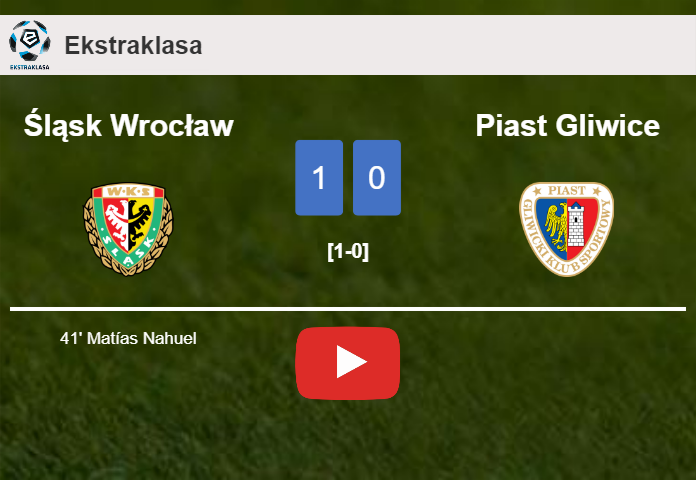Śląsk Wrocław beats Piast Gliwice 1-0 with a goal scored by M. Nahuel. HIGHLIGHTS