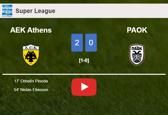 AEK Athens conquers PAOK 2-0 on Monday. HIGHLIGHTS