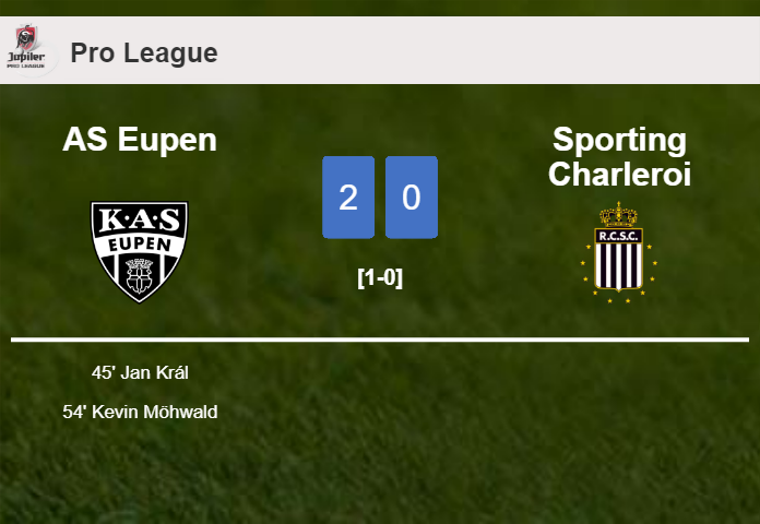 AS Eupen beats Sporting Charleroi 2-0 on Saturday