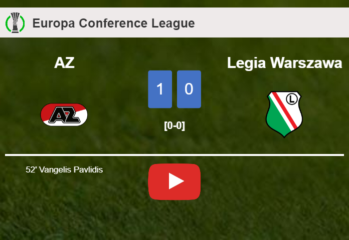 AZ prevails over Legia Warszawa 1-0 with a goal scored by V. Pavlidis. HIGHLIGHTS