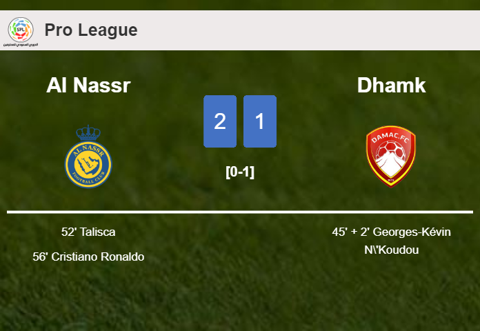Al Nassr recovers a 0-1 deficit to top Dhamk 2-1