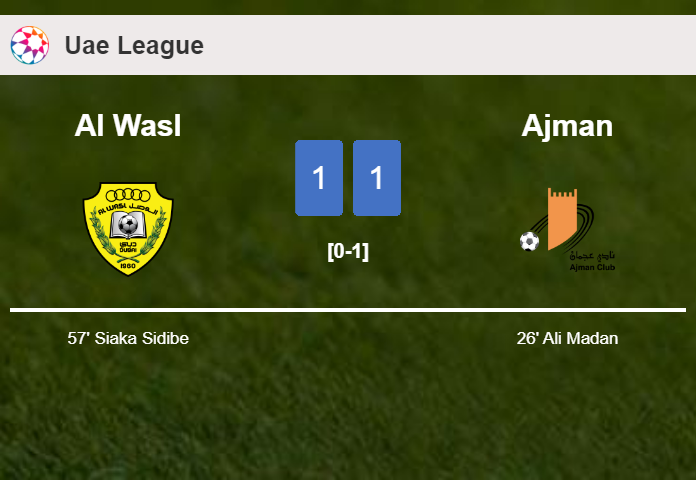 Al Wasl and Ajman draw 1-1 on Saturday