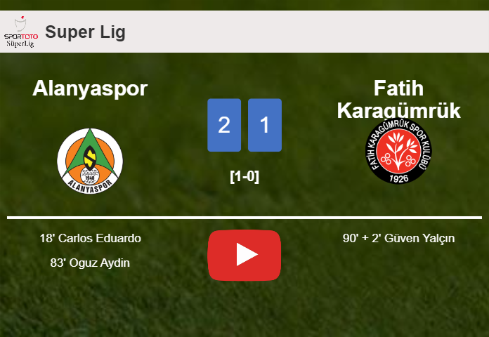 Alanyaspor snatches a 2-1 win against Fatih Karagümrük. HIGHLIGHTS