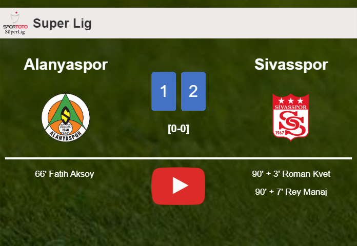 Sivasspor recovers a 0-1 deficit to conquer Alanyaspor 2-1. HIGHLIGHTS