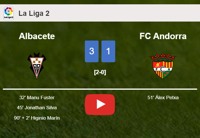 Albacete beats FC Andorra 3-1. HIGHLIGHTS