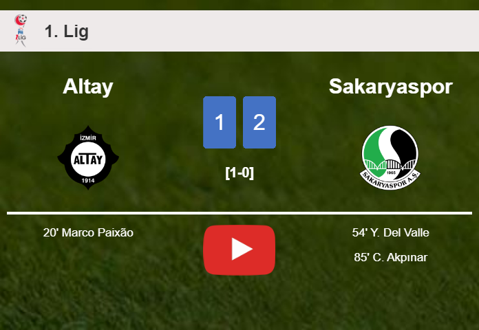 Sakaryaspor recovers a 0-1 deficit to top Altay 2-1. HIGHLIGHTS
