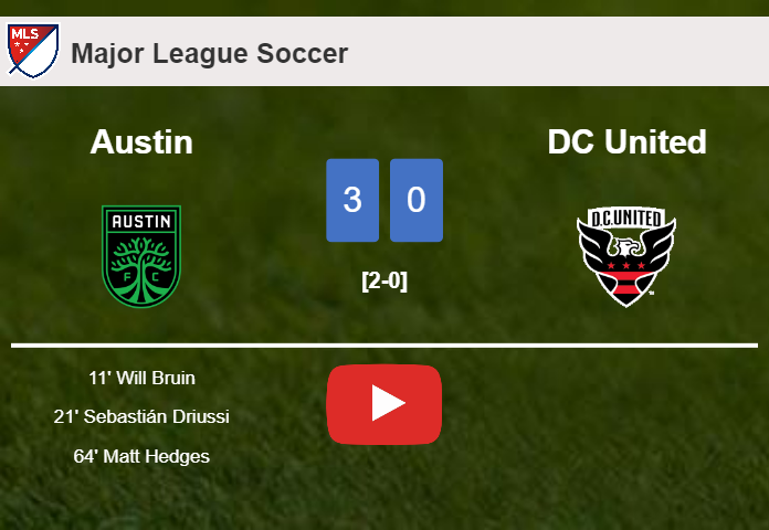 Austin tops DC United 3-0. HIGHLIGHTS