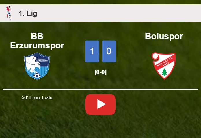 BB Erzurumspor overcomes Boluspor 1-0 with a goal scored by E. Tozlu. HIGHLIGHTS