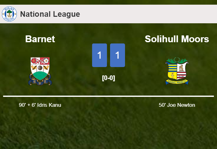 Barnet snatches a draw against Solihull Moors
