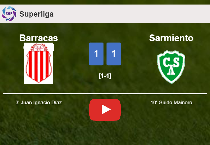Barracas Central and Sarmiento draw 1-1 on Monday. HIGHLIGHTS