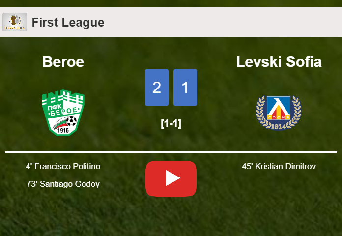 Beroe overcomes Levski Sofia 2-1. HIGHLIGHTS