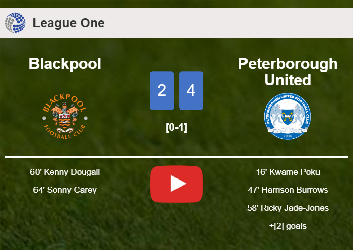 Peterborough United conquers Blackpool 4-2. HIGHLIGHTS