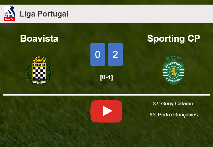 Sporting CP defeats Boavista 2-0 on Monday. HIGHLIGHTS