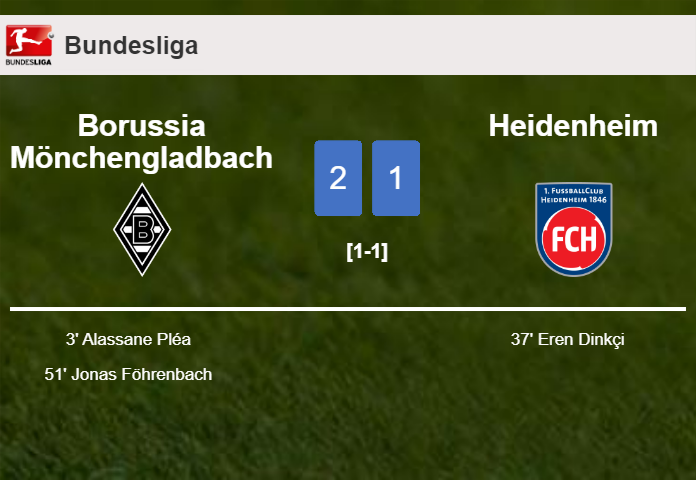 Borussia Mönchengladbach beats Heidenheim 2-1