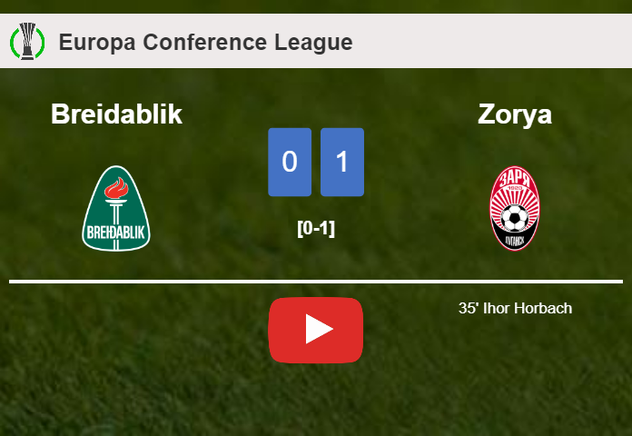 Zorya defeats Breidablik 1-0 with a goal scored by I. Horbach. HIGHLIGHTS