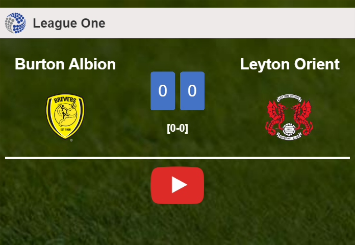 Burton Albion draws 0-0 with Leyton Orient on Saturday. HIGHLIGHTS